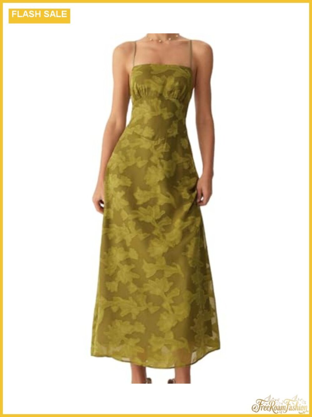 Women's Spaghetti Strap Maxi A-line Formal Tie Back Layered Dress
